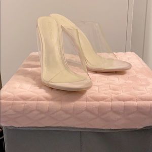 FASHION NOVA Clear wedge heels .